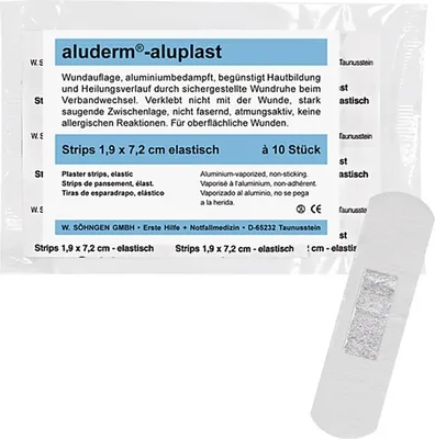 Produktbild von aluderm ® Wundpflaster aluplast 1,9 x 7,2 cm (B x L) Polyestervlies weiß 10 St./Pack.