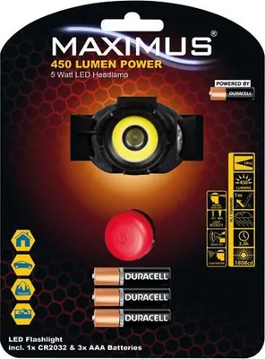 Image de Maximus Stirnlampe M-HDL-004-DU 3xAAA / LED COB 5W + 3W / 450lm