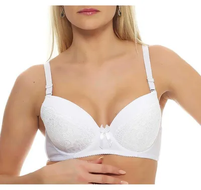 Produktbild von Damen Push-Up BH Bügel-BH mit Schleife und Spitze; Weiß 70 D