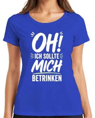 Obrázek produktu pro Tričko s potiskem "Měla bych se opít", vtipné, sarkastické, dámské, modré, velikost 3XL