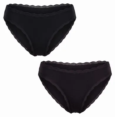 Productafbeelding van DIM 2-pack dagelijks katoenen slips met kant voor dames, model AD2DDPX