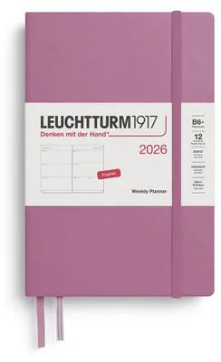 Obrázok produktu pre Kalendár LEUCHTTURM1917, týždenný formát, brožovaná väzba (formát B6+), rok 2026, farba: svetloružová, jazyk: angličtina