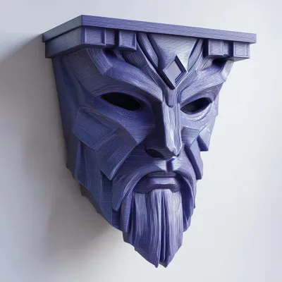 Wächtermaske-Wandregal in Steinoptik – Decords Wandregal, Produktansicht 1