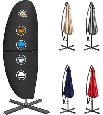 Image de Housse de protection pour parasol de jardin, imperméable, en Oxford 600D avec revêtement PU, dimensions 215x30x66/44 cm, résistante aux UV et aux intempéries
