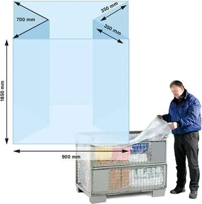 Produktbild von Seitenfaltensack Maße (B+SFxL) 900+700x1850mm S.90µ LPDE lang f.Halbpalette