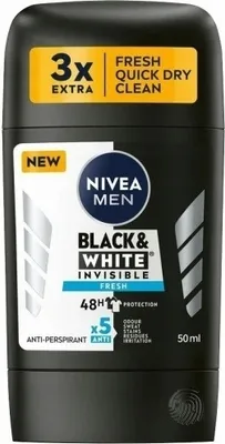 Obrázok produktu pre NIVEA MEN Black&White Invisible Fresh Antiperspirant Stick 50 ml