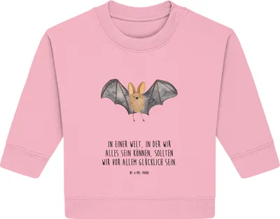 Produktbild von Mr. & Mrs. Panda Organic Baby Pullover Fledermaus Flügel 6. - 12. Monat - Baumwolle Pink - Geschenk, Lustige Sprüche, Bullover