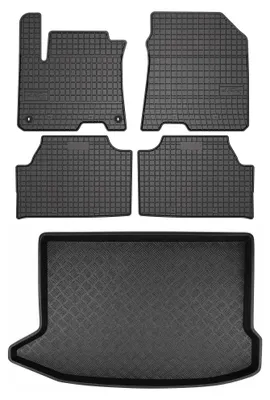 Produktbild von Gummimatten + Kofferraumwanne für Hyundai Kona I 2018- (Standard-Kofferraum) – Schwarz, passgenau – Wielganizator SolidPRO
