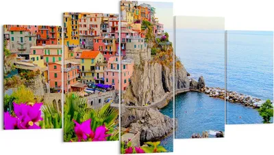 Produktbild von Bild auf Leinwand - Leinwandbild - Italien küste felsen landschaft - 160x85cm - Wand Bild - Wanddeko - Leinwanddruck - Bilder - Kunstdruck - Leinwand bilder - Wandkunst - EA160x85-2684