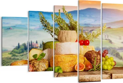Produktbild von Bild auf Leinwand - Leinwandbild - Toskana Käse Obst Italien - 150x100cm - Wand Bild - Wanddeko - Leinwanddruck - Bilder - Kunstdruck - Wanddekoration - Leinwand bilder - Wandkunst - EG150x100-2902