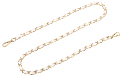 Produktbild von Taschenkette mit Lederriemen - Ersatz-Schultergurt mit Schnallen für Umhängetaschen - 120 cm - Weiß und Gold
