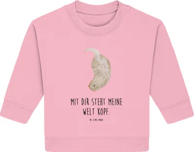Produktbild von Mr. & Mrs. Panda Organic Baby Pullover Otter Kopfüber 6. - 12. Monat - Baumwolle Pink - Geschenk, Liebe, Verknallt, Niedlich, Seeotter, Verliebt, Bullover