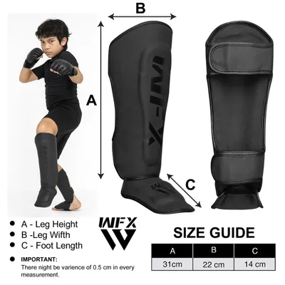 Obrázok produktu pre Chrániče holení pre deti, model Junior, matná čierna farba, vhodné pre MMA, 1 pár, pre Muay Thai