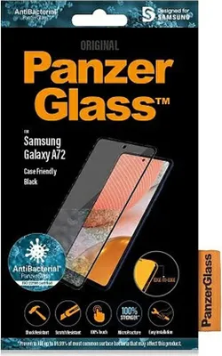 Produktbild von PanzerGlass ® Displayschutz Samsung Galaxy A72, Samsung, Samsung - Galaxy A72, Trockene Anwendung, Kratzresistent, Schockresistent, Antibakteriell, Transparent, 1 Stück(e)