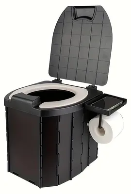 Image de Toilettes portables pour adultes - Toilettes de camping - Pliables - Avec couvercle - Pour voiture et voyages - Usage extérieur - Noir