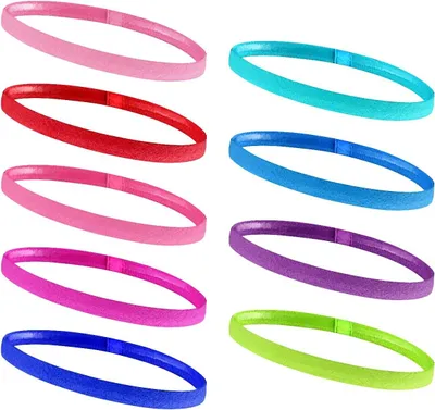 Imagen del producto de Diadema deportiva delgada y elástica, paquete de 9 unidades, ideal para deportes y uso diario