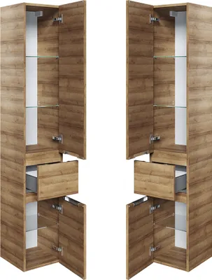 Produktbild von Bad Hochschrank, grifflos, in Riviera Eiche Nb. VILLATORO-66, B/H/T ca. 30/168/33 cm