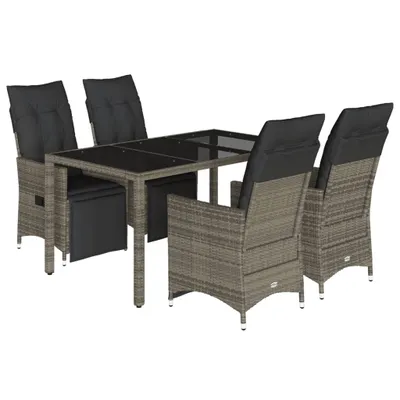 Immagine prodotto di Set Bistrò da Giardino 5 pz con Cuscini in Polyrattan Grigio
