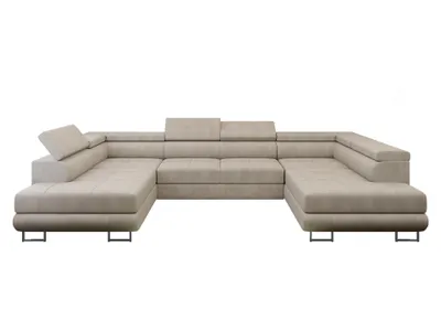 Zdjęcie produktu dla Sofa Zestaw wypoczynkowy Sofa ALMA U z funkcją spania i pojemnikiem na pościel Część dzienna Kanapa Narożnik tapicerowany Zestaw wypoczynkowy 15 kolorów