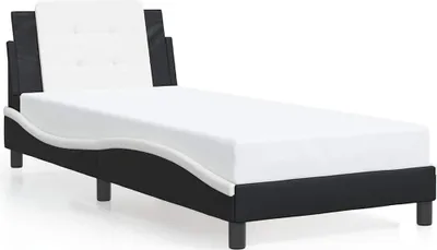 Produktbild von vidaXL Bettgestell ohne Matratze "Zadar" Schwarz und Weiß 90x200 cm Kunstleder
