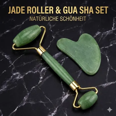 Obrázek produktu pro Sada Jade Roller & Gua Sha – přírodní masážní sada pro obličej a krk