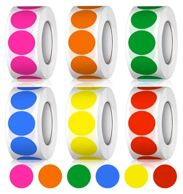 Produktbild von 3000 Stück Klebepunkte Bunt 20mm Punkt Aufkleber Markierungspunkte Farbkodierung Runde Aufkleber Klebeetiketten Rund Etiketten für DIY Büro Kalende 500 Stücke/Rolle (6 Rollen) Adhesive Dots 6 colours 3000pcs