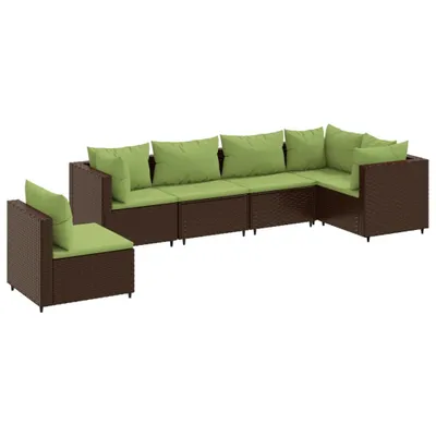 Produktbild von 6-tlg. Garten-Lounge-Set mit Kissen Braun Poly Rattan
