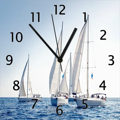 Produktbild von Wallario Design Wanduhr Segelschiff auf dem Meer aus Echtglas, Größe 30 x 30 cm