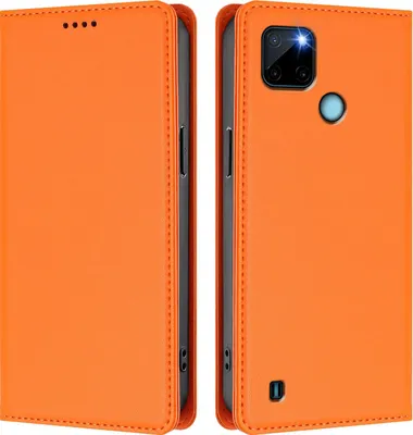 Immagine prodotto di Custodia in pelle per Realme C21Y, custodia a libro magnetica in Finto cuoio con supporto, arancione