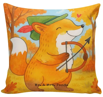Produktbild von Mr. & Mrs. Panda Kuschel Kissen Schütze Astrologie Design - Weiß - Geschenk, 40x40, Deko, Aszendent, Geburtstagsgeschenk, Sofa, Dekokissen, Sternzeichen, kuschelkissen