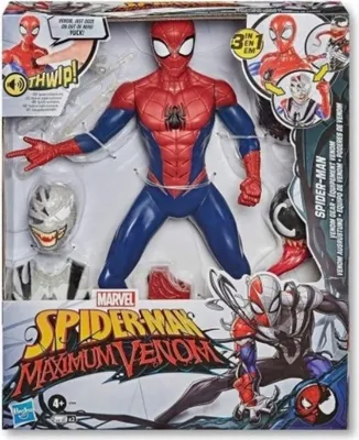 The image shows the retail packaging of a Spider-Man action figure.
