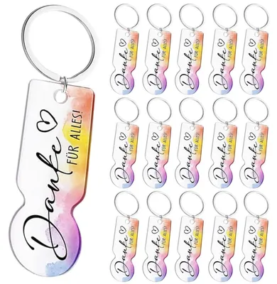 Image de Ouvre-caddie en acrylique, porte-clés, lot de 24, cadeaux pour les invités, "Merci pour tout"
