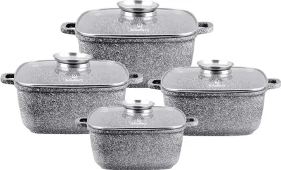 Produktbild von KlönBerg 8-tlg Antihaft-Topfset mit Deckel,Bratpfanne,Induktion KB3958 GRAU