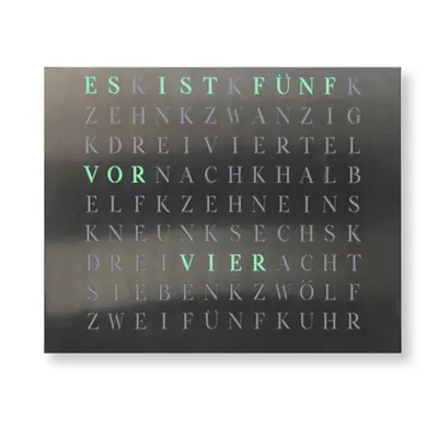 Produktbild von WordClock Jupiter gelaserter Edelstahl - elegante Wortuhr in Deutsch - LED Wanduhr