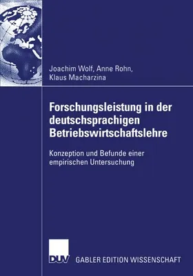Obrázok produktu pre Forschungsleistung in der deutschsprachigen Betriebswirtschaftslehre