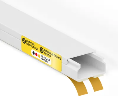 Produktbild von Kabelkanal aus hochwertigem PVC weiß Selbstklebend 2m - 1 Stück - 20x10mm