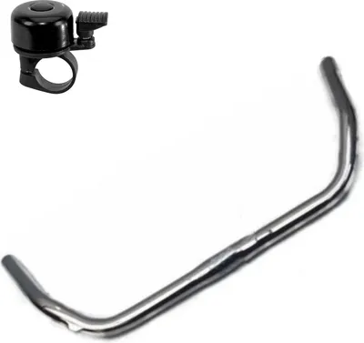 Produktbild von Fahrradlenker Bügelbeite 535 mm Fahrrad Lenker aus Stahl silber inkl. Fahrradglocke