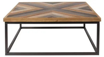 Couchtisch JOY mit farbigen Parkett-Muster 81 x 81 cm
