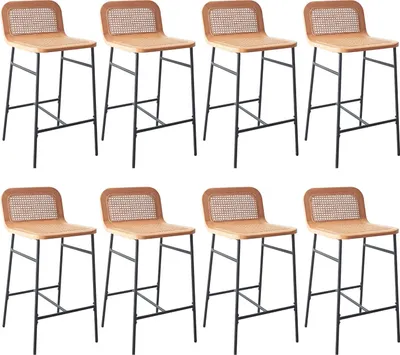 Image de Lot de chaises SANA d'îlot et bar en chêne et assise cannage 65cm