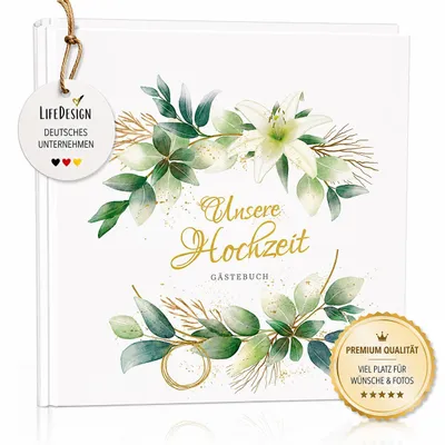 Produktbild von Hochzeitsbuch Gästebuch zur Hochzeit | Hochzeitsalbum - Hardcover | 21x21cm | 120 Seiten