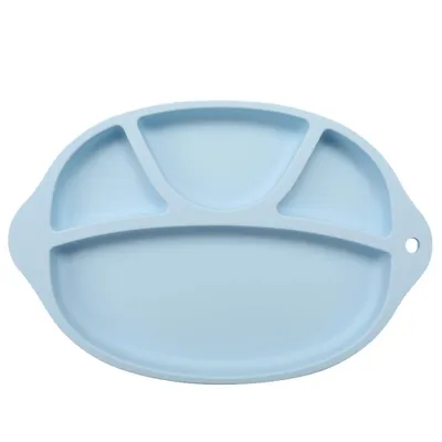 Obrázok produktu pre Detský modrý tanier miska Mini silikónová podložka pre bábätká batoľatá a deti Prenosný tanier Detský protišmykový detský tanier s prísavkou Detská podložka Umývateľná do umývačky riadu, mikrovlnnej rúry