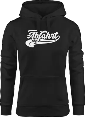 Produktbild von Kapuzen-Pullover Damen Abfahrt Winter Apres Ski Piste Sport Schnee Skifahrer Hoodie Moonworks® schwarz M