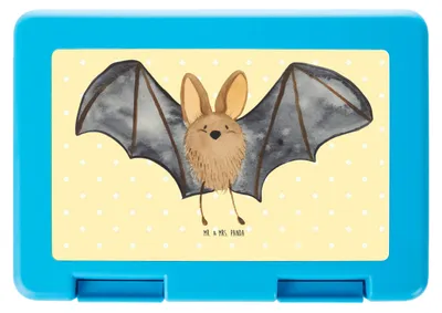 Produktbild von Mr. & Mrs. Panda Lunchbox Fledermaus Flügel - Gelb Pastell - Geschenk, Bentobox, Snackbox, Essensbox, Bento Box, Frischhaltedose, Lustige Sprüche