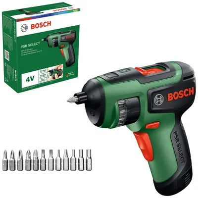 Zdjęcie produktu dla Wkrętarka akumulatorowa Bosch PSR Select, w zestawie 1 akumulator BA 4 V 2 Ah, końcówki, karton