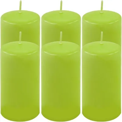 Zdjęcie produktu dla Zestaw świec słupkowych, 11,5 cm, Ø 6 cm, jasnozielony, 6szt