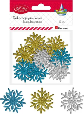 Zdjęcie produktu dla Ozdoby piankowe śnieżynki kolorowe 12 szt Titanum