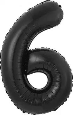 Zdjęcie produktu dla Balon foliowy, cyfra 6, czarne matowe, 85 cm