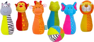 Produktbild von Fiesta Crafts Dschungel Bowling Spiel buntes Karton Spielzeug