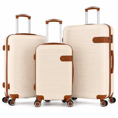 Image de Ensemble de valises Royal Swiss, composé de 3 valises en ABS : une valise cabine, une valise de taille moyenne et une grande valise de voyage. Ensemble de bagages légers avec cadenas à combinaison