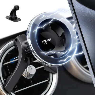 Obrázek produktu pro Magnetický držák telefonu do auta – pro ventilaci a palubní desku – černý
